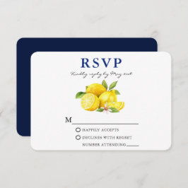 Waterverf Lemons Greenery Blue Back RSVP Kaartje