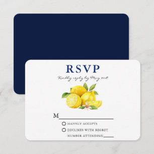 Waterverf Lemons Greenery Blue Back RSVP Kaartje