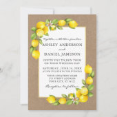 Waterverf Lemons Greenery Foto Kraft Wedding Kaart (Voorkant)