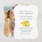 Waterverf Lemons Greenery Foto Wedding Kaart (Voorkant / Achterkant)