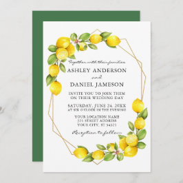 Waterverf Lemons Greenery Geo Lijst Green Wedding Kaart