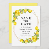 Waterverf Lemons Greenery Geo Lijst sparen de Datu Save The Date (Voorkant / Achterkant)