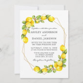 Waterverf Lemons Greenery Geo Lijst Wedding Kaart (Voorkant)