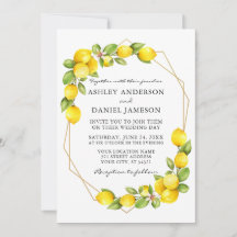 Waterverf Lemons Greenery Gold Geo Lijst Wedding