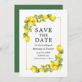 Waterverf Lemons Greenery Gold Lijst Green Save The Date