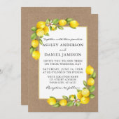 Waterverf Lemons Greenery Kraft Wedding Kaart (Voorkant / Achterkant)