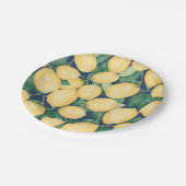 Waterverf Lemons Greenery over Navy Blue Papieren Bordje (Gekanteld)