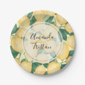 Waterverf Lemons Greenery Personalized Papieren Bordje (Voorkant)