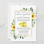 Waterverf Lemons Greenery Sunflower Wedding Kaart (Voorkant)