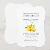 Waterverf Lemons Greenery Wedding Bracket Kaart (Voorkant / Achterkant)
