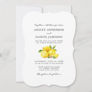 Waterverf Lemons Greenery Wedding Bracket Kaart