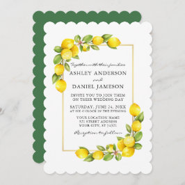 Waterverf Lemons Greenery Wedding Green Kaart