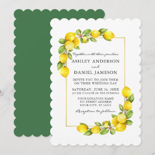 Waterverf Lemons Greenery Wedding Green Kaart
