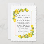 Waterverf Lemons Greenery Wedding Green Kaart (Voorkant)