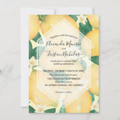 Waterverf Lemons Greenery Wedding Invitations (Voorkant)