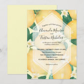 Waterverf Lemons Greenery Wedding Invitations (Voorkant / Achterkant)