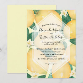 Waterverf Lemons Greenery Wedding Invitations
