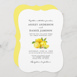 Waterverf Lemons Greenery Wedding Kaart