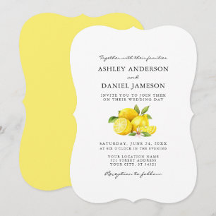 Waterverf Lemons Greenery Wedding Kaart