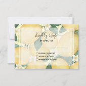 Waterverf Lemons Greenery Wedding RSVP Kaartje (Voorkant)