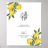Waterverf Lemons & Greenery Wedding Shower Gifts Poster (Voorkant)