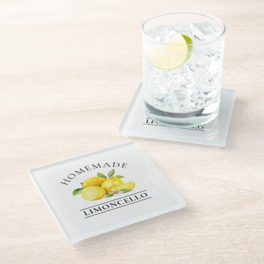 Waterverf Lemons Homemade Limoncello Glazen Onderzetter (Schuin)
