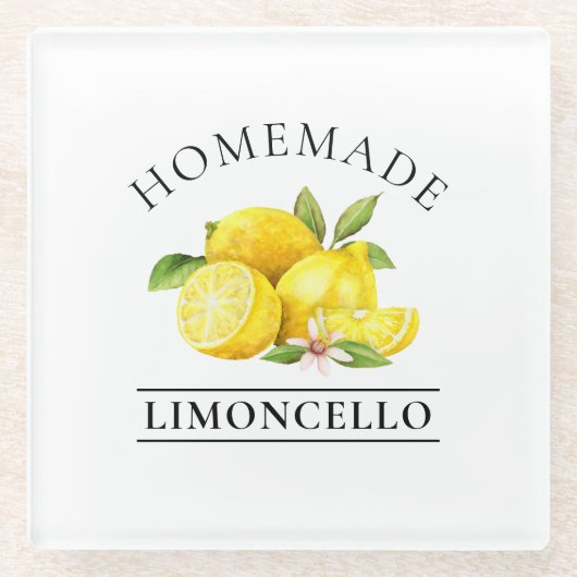 Waterverf Lemons Homemade Limoncello Glazen Onderzetter (Voorkant)