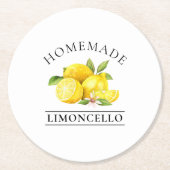 Waterverf Lemons Homemade Limoncello Ronde Kartonnen Onderzetter (Voorkant)