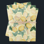 Waterverf Lemons Inpakpapier Vel<br><div class="desc">Deze waterverf-citroenen en groen op een bleke gele achtergrond zijn leuk om cadeautjes te geven voor elke keer. Punten in onze winkel koppelen.</div>