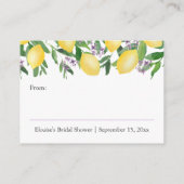 Waterverf Lemons Lavender Text Display Shower Informatiekaartje (Achterkant)