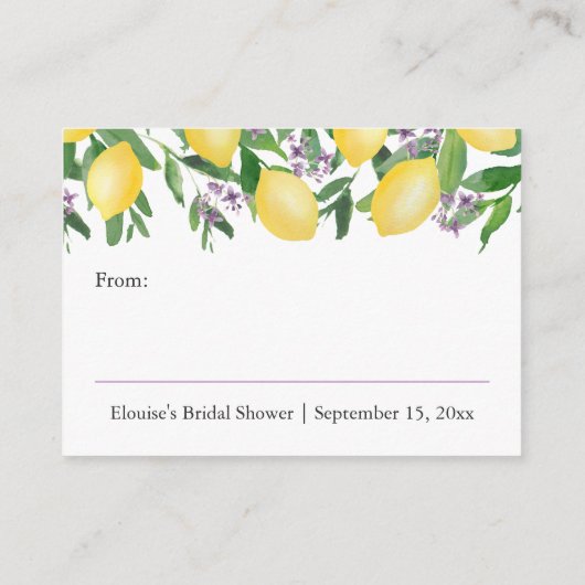 Waterverf Lemons Lavender Text Display Shower Informatiekaartje (Achterkant)