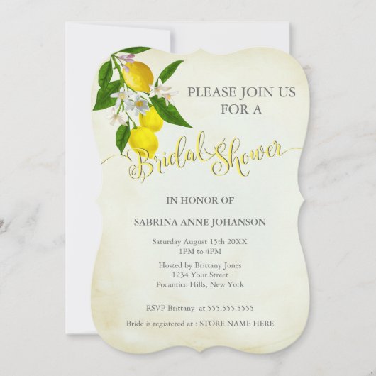 Waterverf Lemons & Leaves Vrijgezellenfeest Kaart (Voorkant)