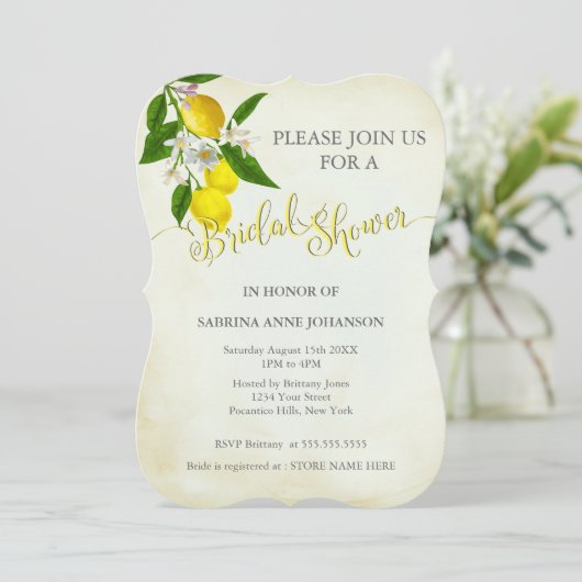 Waterverf Lemons & Leaves Vrijgezellenfeest Kaart (Staand voorkant)