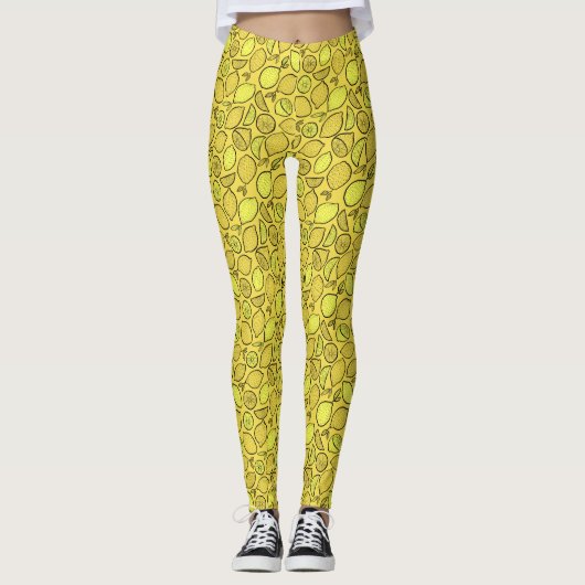 Waterverf Lemons Leggings (Voorkant)