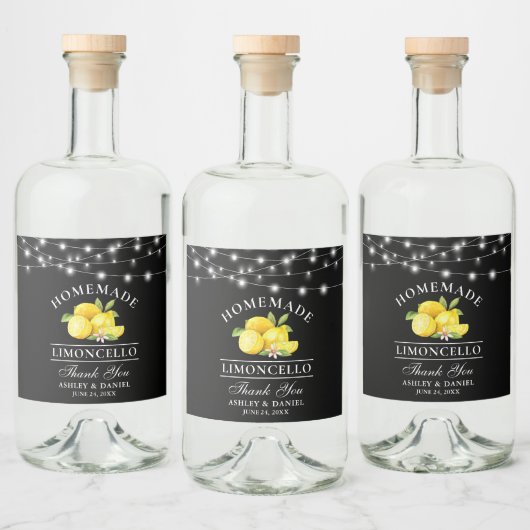 Waterverf Lemons Lights Black Limoncello Likeurfles Etiket (Flessen)