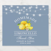 Waterverf Lemons Lights Dusty Blue Limoncello Likeurfles Etiket (Enkel label)