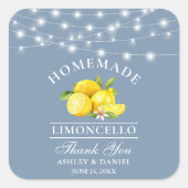 Waterverf Lemons Lights Dusty Blue Limoncello Vierkante Sticker (Voorkant)