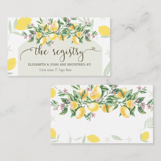 Waterverf Lemons Lijst Registry Informatiekaartje (Voorkant / Achterkant)