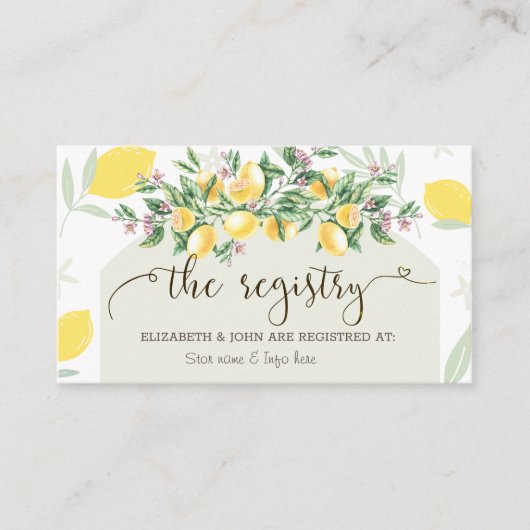Waterverf Lemons Lijst Registry Informatiekaartje (Voorkant)