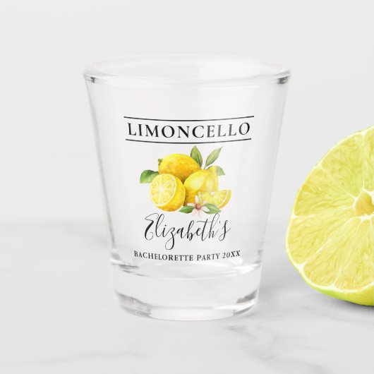 Waterverf Lemons Limoncello Bachelorette Shot Glas (Voorkant)