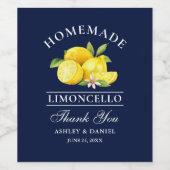 Waterverf Lemons Limoncello Blue Bottle Labels Wijn Etiket (Enkel label)