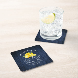 Waterverf Lemons Limoncello Blue Faux Kartonnen Onderzetters