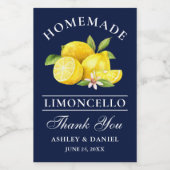 Waterverf Lemons Limoncello Blue Mini Bottle Wijn Etiket (Enkel label)