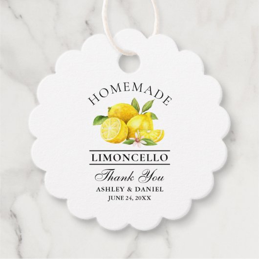 Waterverf Lemons Limoncello Bruiloft Bedankt Bedankjes Labels (Voorkant)