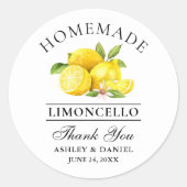 Waterverf Lemons Limoncello Bruiloft Bedankt Ronde Sticker (Voorkant)