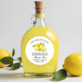 Waterverf Lemons Limoncello Bruiloft Bedankt Ronde Sticker