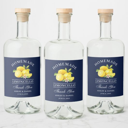 Waterverf Lemons Limoncello Hartelijk dank Likeurfles Etiket (Flessen)