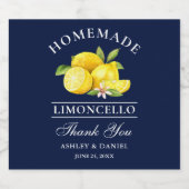 Waterverf Lemons Limoncello Hartelijk dank Likeurfles Etiket (Enkel label)