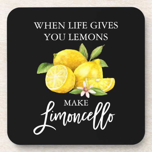Waterverf Lemons Limoncello penseel Script Black Bier Onderzetter (Voorkant)