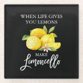 Waterverf Lemons Limoncello penseel Script Black Glazen Onderzetter (Voorkant)